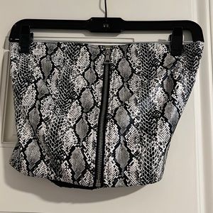 Faux Leather snakeskin cropped tube top